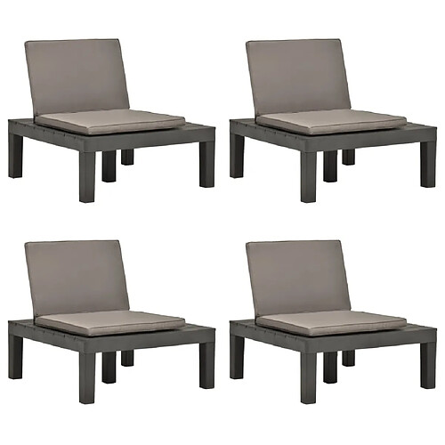 vidaXL Chaises de salon de jardin et coussins 4pc Plastique Anthracite