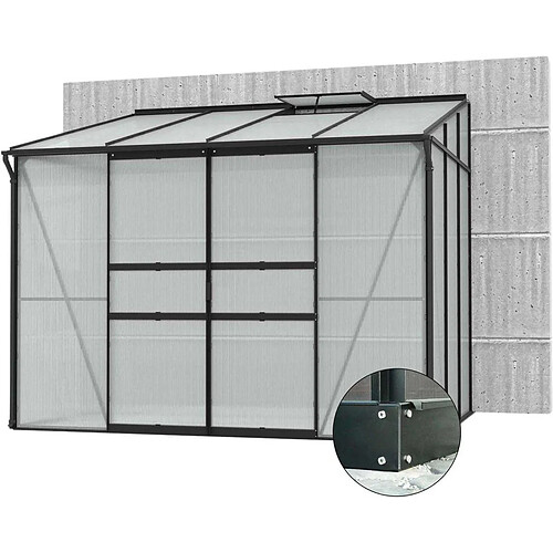 Vitavia Serre de jardin en polycarbonate 4 mm et aluminium noir avec embase Ida 201. x 262.10 x 220.80 cm.