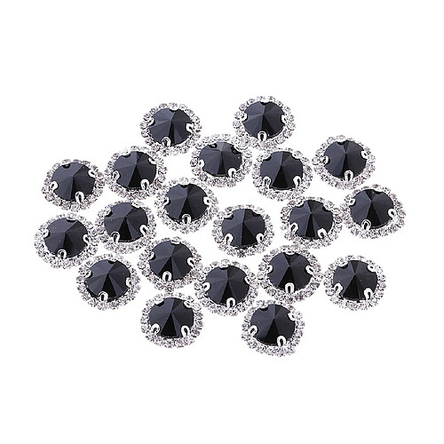 20pcs coudre le verre strass cristal perles Flatback couture 12mm noir