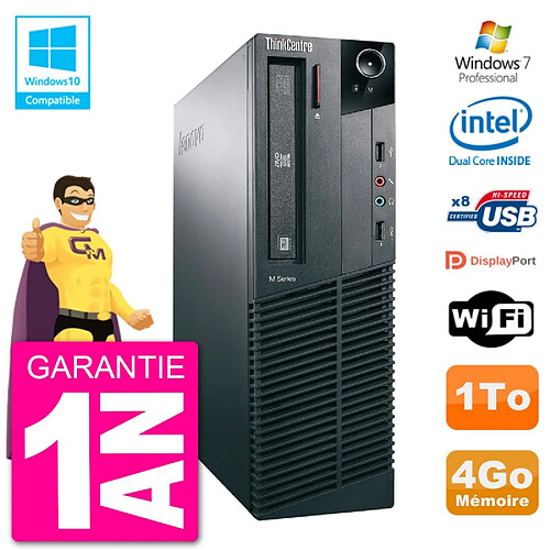 PC Lenovo ThinkCentre M82 SFF G2020 RAM 4Go Disque Dur 1To Graveur DVD Wifi W7 · Occasion