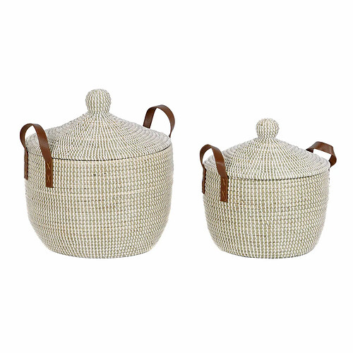 Set de basket DKD Home Decor Naturel Marron Clair Polyuréthane Herbier marin 42 x 42 x 45 cm