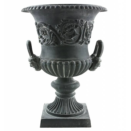 L'Héritier Du Temps Grande Vasque Vase Jardiniere avec Anses en Fonte Patinée Grise Pot de Fleur 56x56x77cm