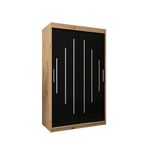 Abiks Meble Armoire YORK À Portes Coulissantes 200/120/62 2 Portes (Artisan/Noir)