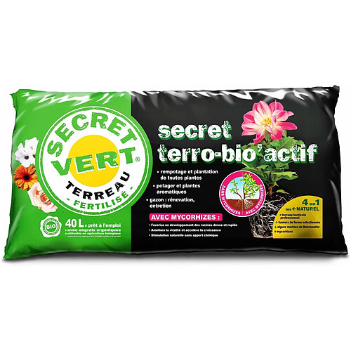 Secret Vert Terreau bio actif 40 litres Lot de 5.