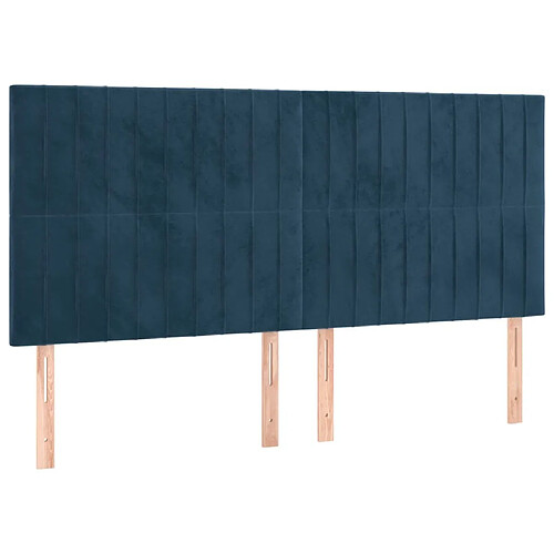 Maison Chic Lot de 4 Têtes de lit design pour chambre - Décoration de lit Bleu foncé 80x5x78/88 cm Velours -MN91259