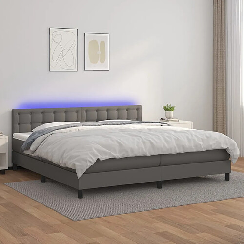 vidaXL Sommier à lattes de lit avec matelas et LED Gris 200x200 cm