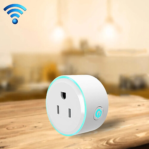 Wewoo Prise Connectée 10A Forme ronde WiFi 2.4GHz Mini Plug APP Télécommande Timing Smart Socket Fonctionne avec Alexa et Google Home lumière colorée, AC 100-240V, US