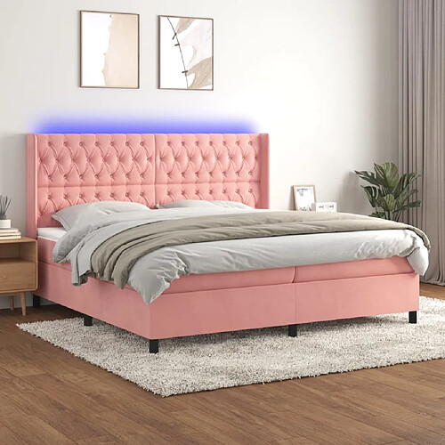 vidaXL Sommier à lattes de lit matelas et LED Rose 200x200 cm Velours