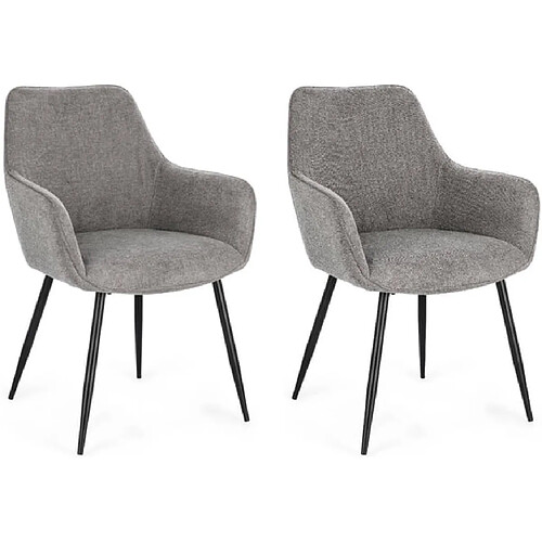 Mes Lot de 2 chaises 58x63x85,5 cm gris foncé et métal noir - STOL