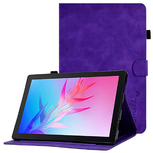 Etui en PU avec support pour Huawei Enjoy Tablet 2/MatePad T 10 9.7 pouces/T 10S 10.1 pouces/Honor Pad 6 10.1-pouces/Pad X6 9.7 pouces - violet