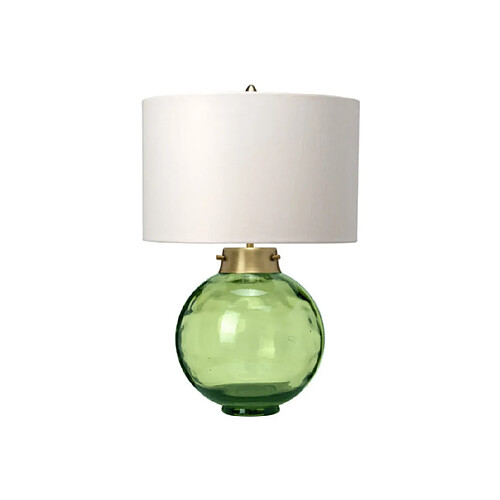 Elstead Lighting Lampe de table Kara Verre,Acier,Faux Soie Ferronnerie Laiton Vieilli - Verrerie Vert Foncé