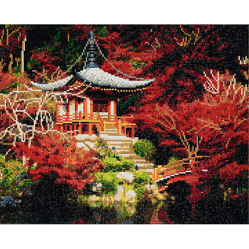 Megacrea Tableau Strass Diamant Crystal Art Temple Japonais 40x50cm - KIT DIAMANT