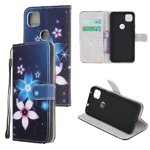 Etui en PU impression de motif de texture croisée avec support et sangle fleur pour votre Google Pixel 4a