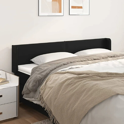 Maison Chic Tête de lit scandinave avec oreilles,meuble de chambre Noir 203x16x78/88 cm Similicuir -MN11773