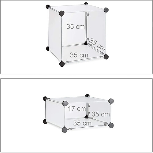 Helloshop26 Étagère 4 casiers armoire compartiments plastique chaussures modulable transparent 13_0001012