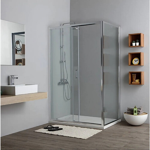 Kiamami Valentina PORTE DE DOUCHE EN NICHE COULISSANTE + PORTE TRANSPARENTE 70X130 | NEW GIADA