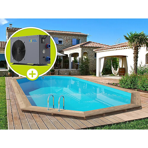 Habitat Et Jardin Piscine bois Palma - 7.57 x 4.07 x 1.31 m + Pompe à chaleur 6.1 kW