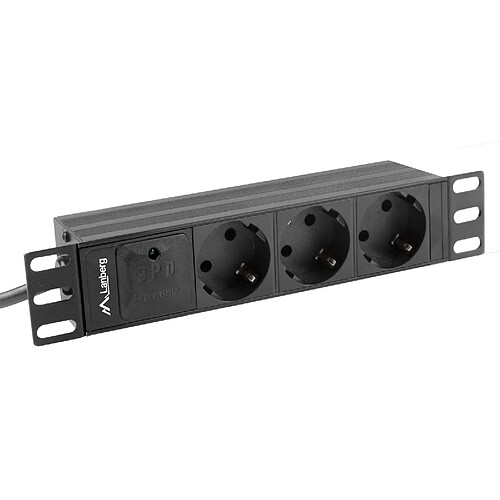 Bande PDU 1U avec 3 prises AC de type F 2 mètres noir de Lanberg PDU-03F-0200-BK