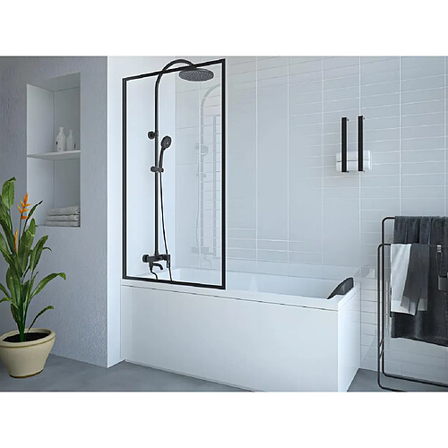 Vente-Unique Pare baignoire noir mat style industriel - 70 x 140 cm - Verre trempé - BRADENTON