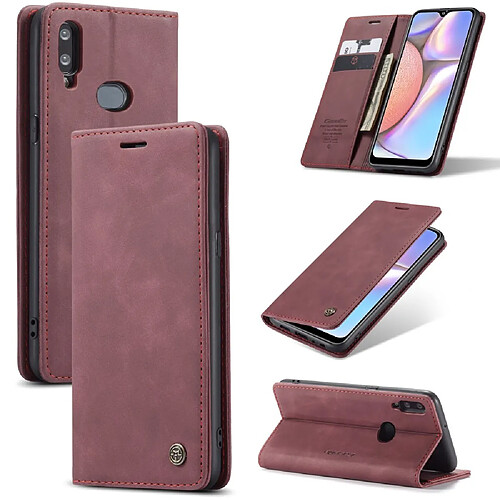 Caseme Etui en PU + TPU auto-absorbé avec support rouge vin pour votre Samsung Galaxy A10s