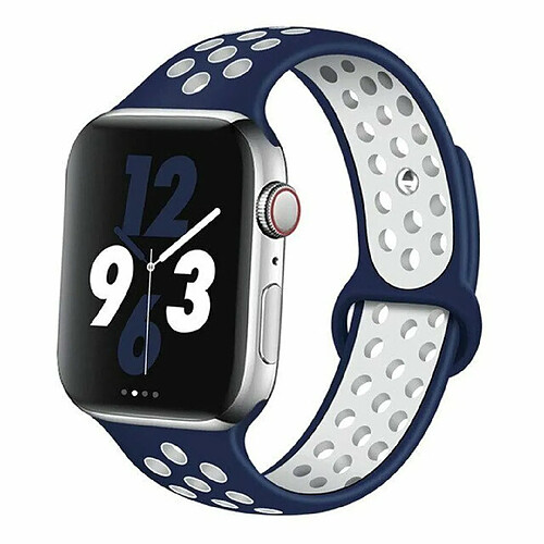 PHONECARE Bracelet Bicolore SportStyle pour Apple Watch Series 7 - 45mm - Bleu foncé / Blanc