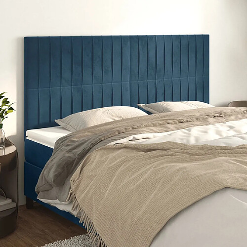 vidaXL Têtes de lit 4 pcs Bleu foncé 100x5x78/88 cm Velours