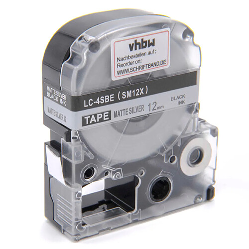 vhbw Cartouche cassette à ruban 12mm pour KingJim SR3900P, SR40, SR530, SR530C, SR550, SR6700D, SR750, SR950 comme LC-4SBE, SM12X.