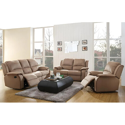 Vente-Unique Canapés 3 places 2 places et un fauteuil relax en microfibre HERNANI - Taupe