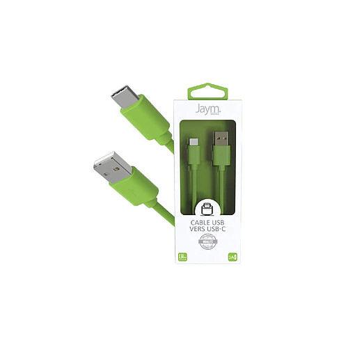 Jaym Câble USB vers Type-C 3A - 1,5 mètres - Collection POP - Vert