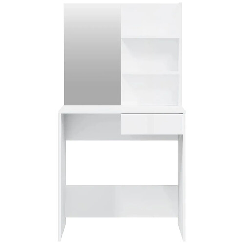 Helloshop26 Coiffeuse avec miroir 74,5 x 40 x 141 cm blanc brillant 02_0006301