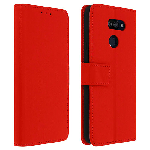 Avizar Housse LG K40s Étui Folio Porte-carte Fonction Support Vidéo Rouge