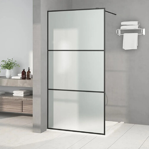 vidaXL Paroi de douche Noir 100x195 cm Verre ESG dépoli