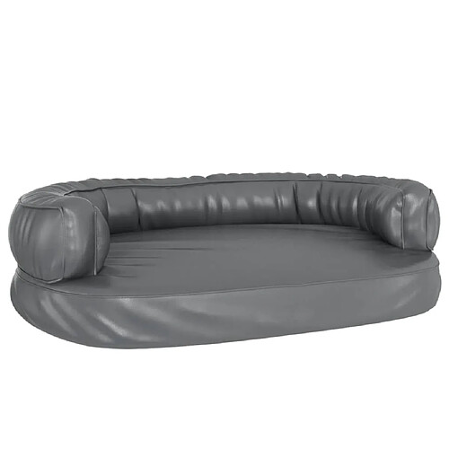 Maison Chic Niche Lit pour chien + ergonomique Mousse| Panier couchage pour chien Gris 88x65 cm Similicuir -GKD87377