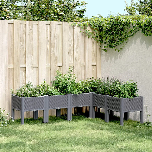 vidaXL Jardinière avec pieds bleu gris 160x120x42 cm PP