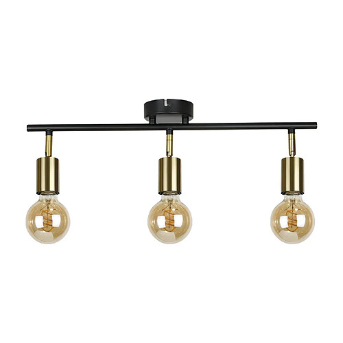 NETTLIFE 3 Spots de plafond vintage E27 lampe industrielle noir et or rétro pivotant moderne pour cuisine couloir salle à manger