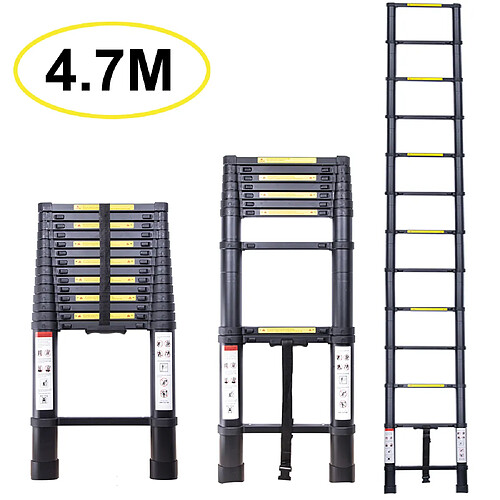 Échelle Télescopique 4.7M, Extensible Ladder Aluminium Échelle Multi-Fonction