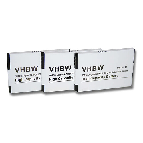 Vhbw lot 3 batteries Li-ion 700mAh Adapté aux modèles suivants Siemens Unify OpenStage SL4 Remplace: V30145-K1310K-X444 etc.