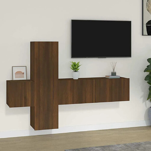 Maison Chic Ensemble de meubles TV 3 pcs | Banc TV Moderne pour salon | Meuble de Rangement - Chêne marron Bois d'ingénierie -MN79241