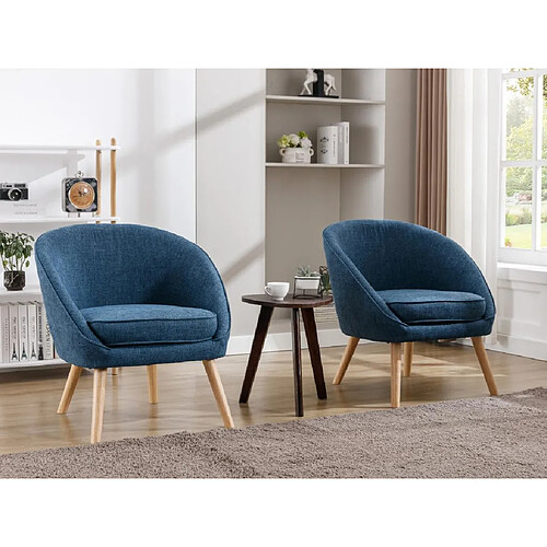 Vente-Unique Fauteuil en tissu bleu LINDALE