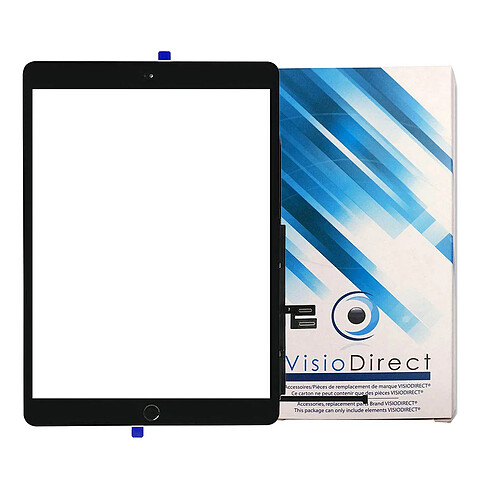 Vitre ecran tactile compatible avec Ipad 9 10.2 (2021) (A2603/A2604) NOIR - VISIODIRECT -