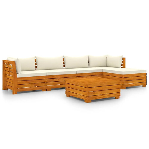 Maison Chic Salon de jardin 6 pcs avec coussins | Ensemble de Table et chaises | Mobilier d'Extérieur Bois d'acacia solide -GKD37709