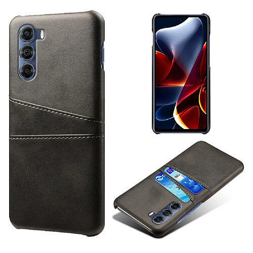 Coque en TPU + PU anti-rayures avec porte-cartes noir pour votre Motorola Edge S30