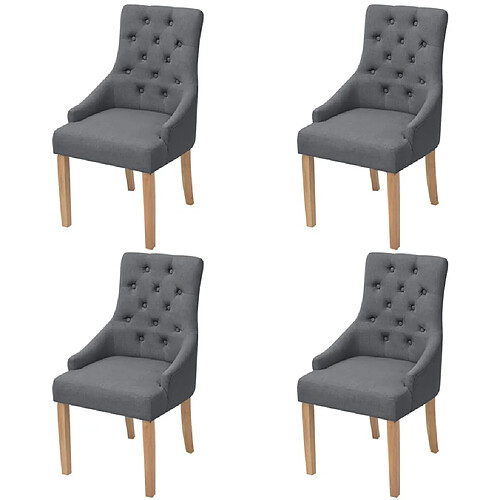 Decoshop26 Lot de 4 chaises de salle à manger cuisine dossier capitonné en tissu gris foncé CDS021552