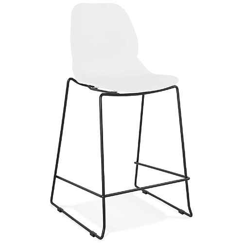 Alterego Tabouret snack mi-hauteur 'BERLIN MINI' blanc empilable moderne