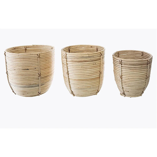 Pegane Lot de 3 pots en rotin coloris naturel