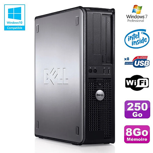 PC DELL Optiplex 780 DT Intel E7500 2.93Ghz 8Go Disque 250Go WIFI Win 7 Pro · Occasion