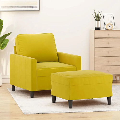 vidaXL Fauteuil avec repose-pied jaune 60 cm velours