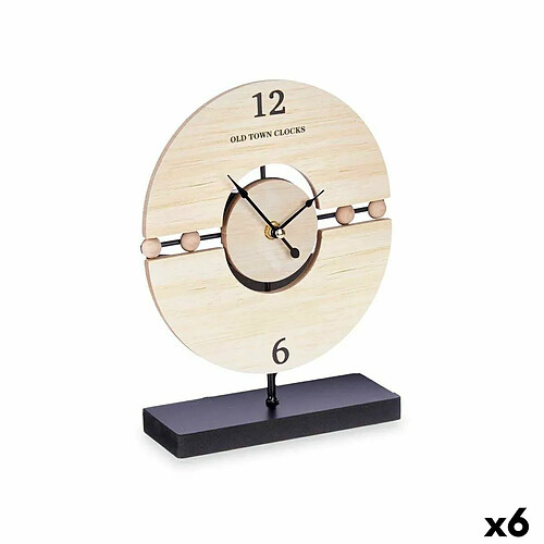 Gift Decor Horloge de table Balles Noir Métal Bois MDF 20,5 x 26,5 x 7 cm (6 Unités)