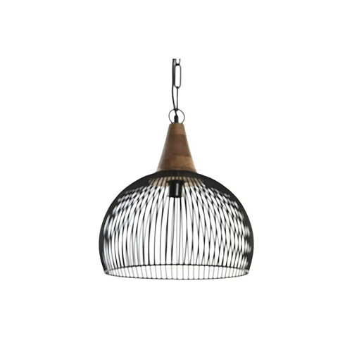 Suspension DKD Home Decor Naturel Noir Métal Bois 50 W 36 x 36 x 40 cm