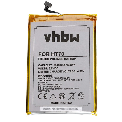 vhbw batterie compatible avec HomTom HT70 smartphone (10000mAh, 3.8V, Li-Polymère)